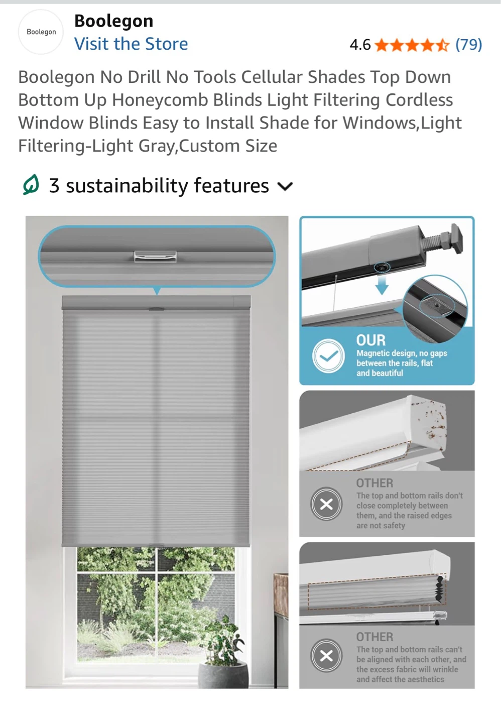 For Sale: [Boolegon No Drill Cellular Shades - 2 Panels] - photo 5
