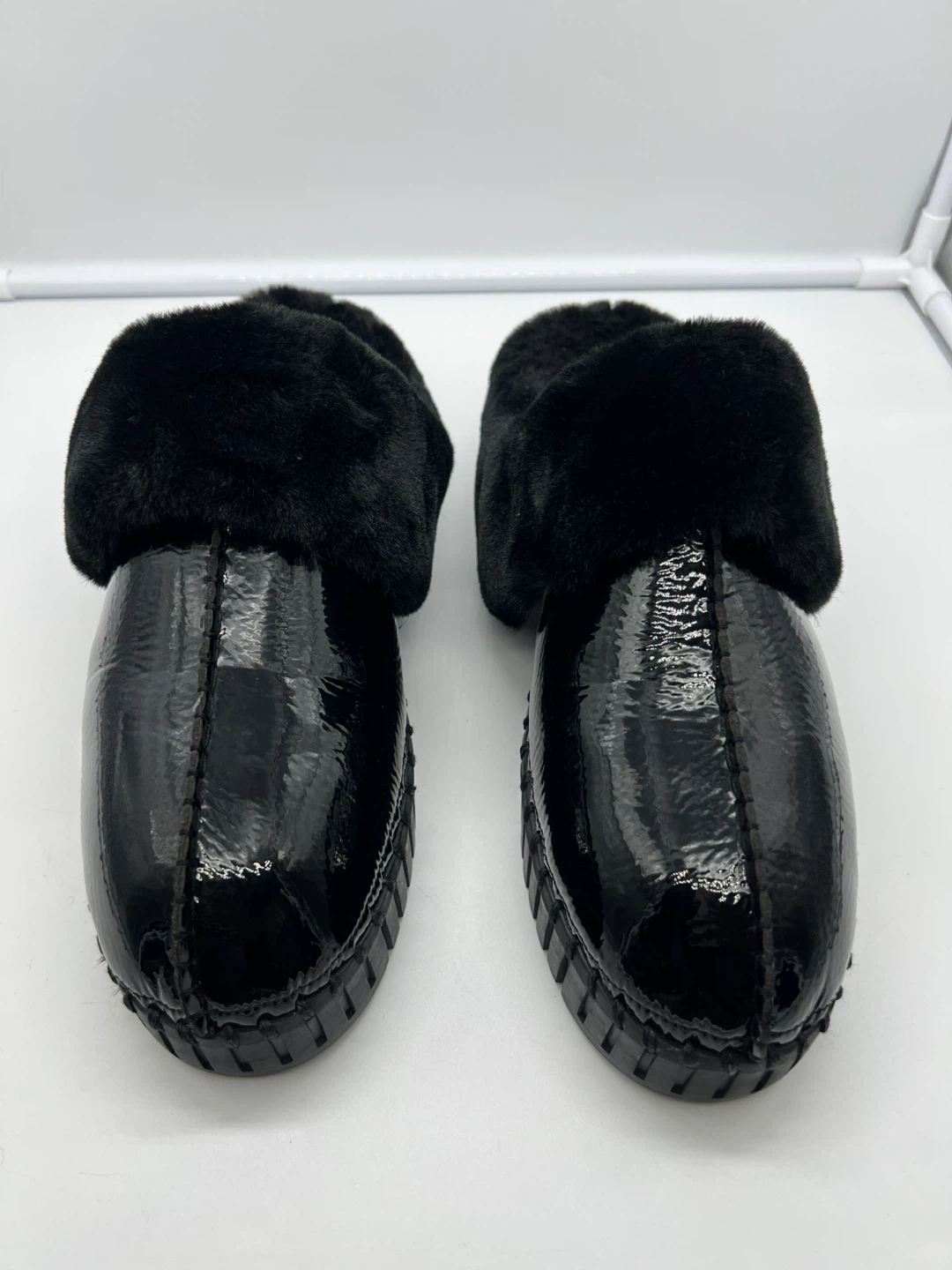 ILSE JACOBSEN Tulip Black Faux Fur Platform Slipper Slides Mules - photo 4