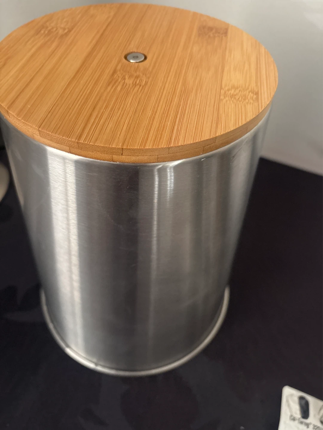 Stainless Steel Trash Can with Wood Base - photo 3