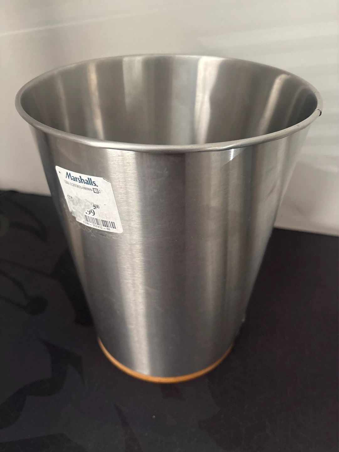 Stainless Steel Trash Can with Wood Base - photo 5