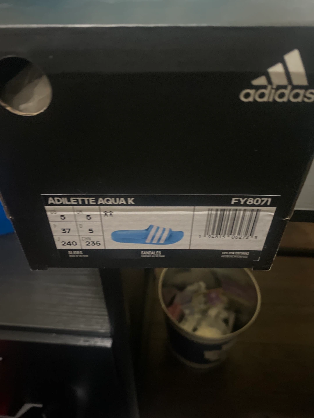 Adidas Adilette Aqua K Kids Sandals Size 5 Youth - photo 2