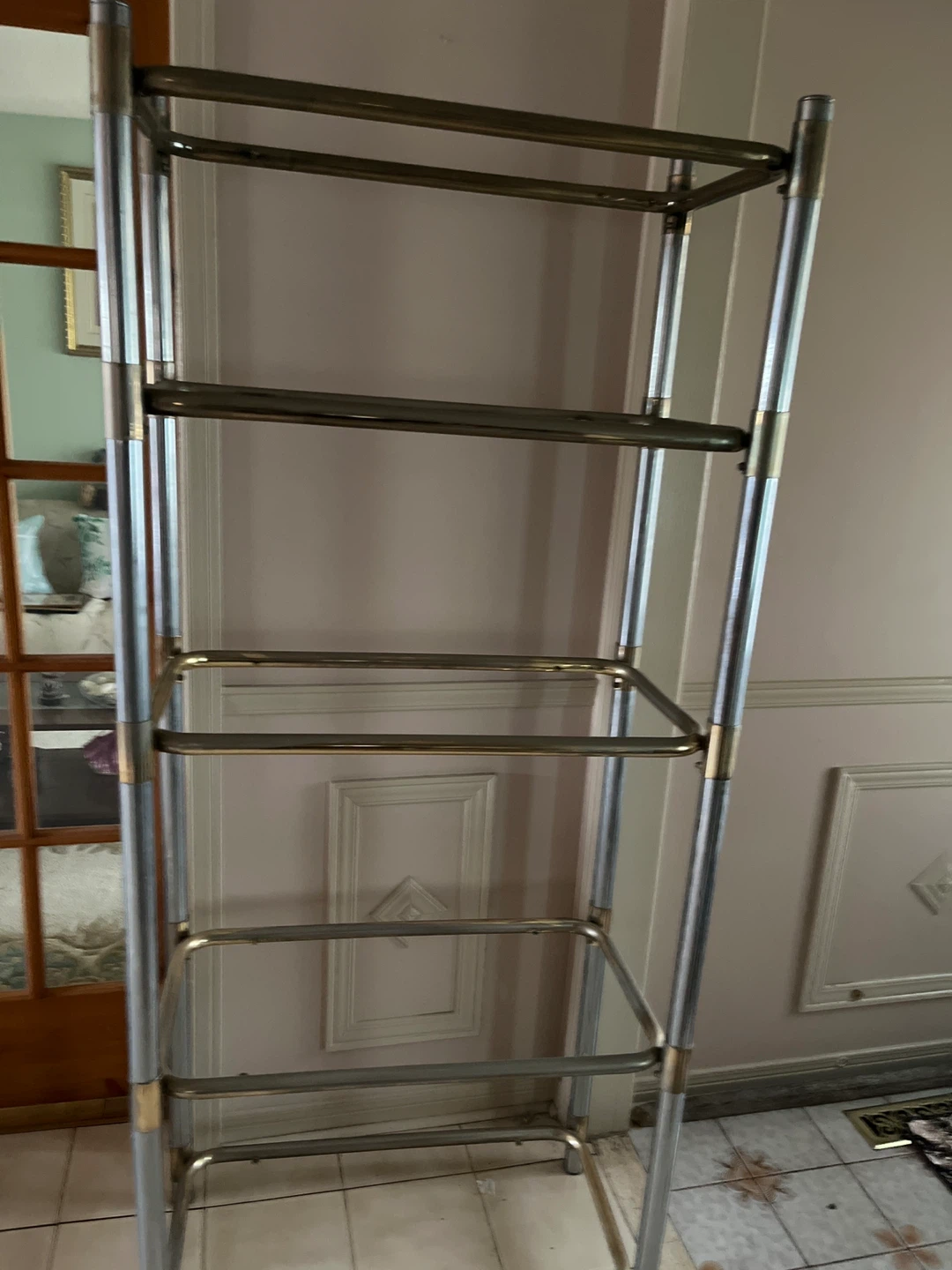 Chrome and Brass 5-Tier Shelf Unit