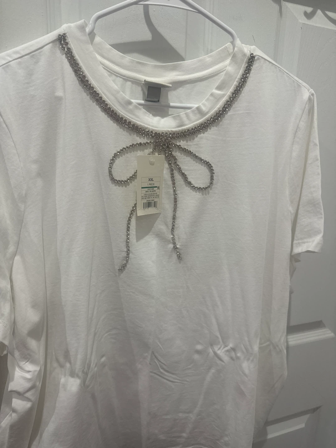 White Bling Bow T-Shirt XXL