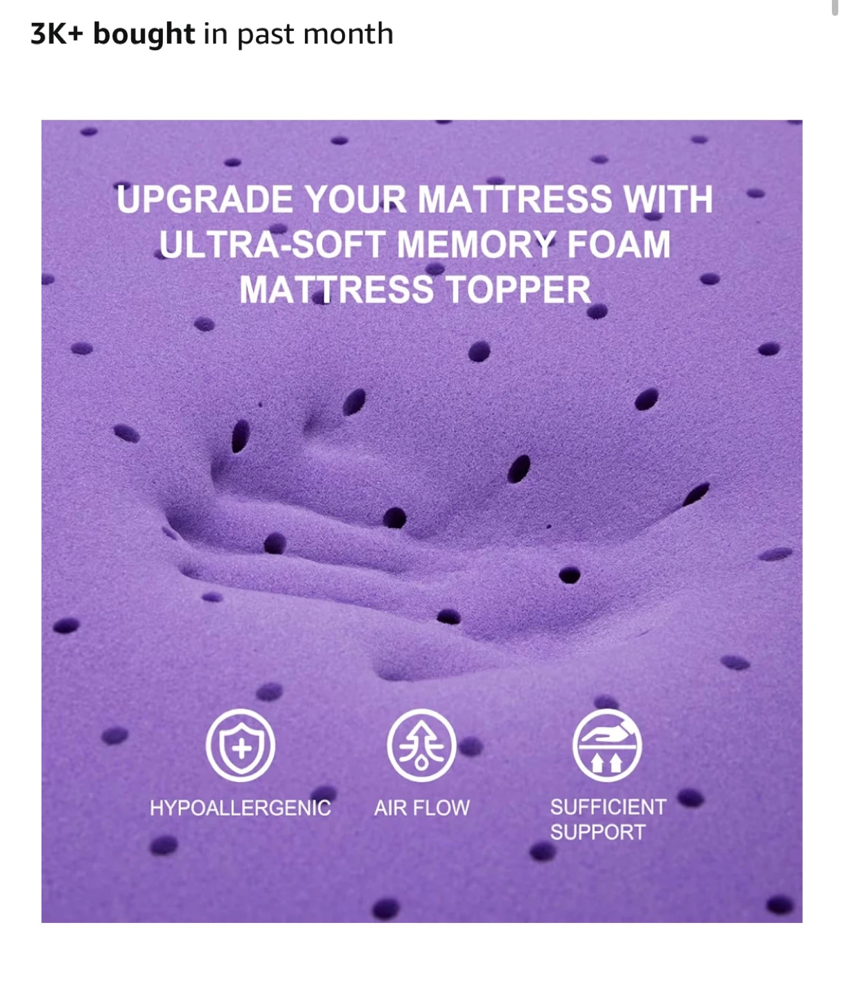 (Free) Ultra-Soft Gel Memory Foam Mattress Topper - Twin Size - photo 3
