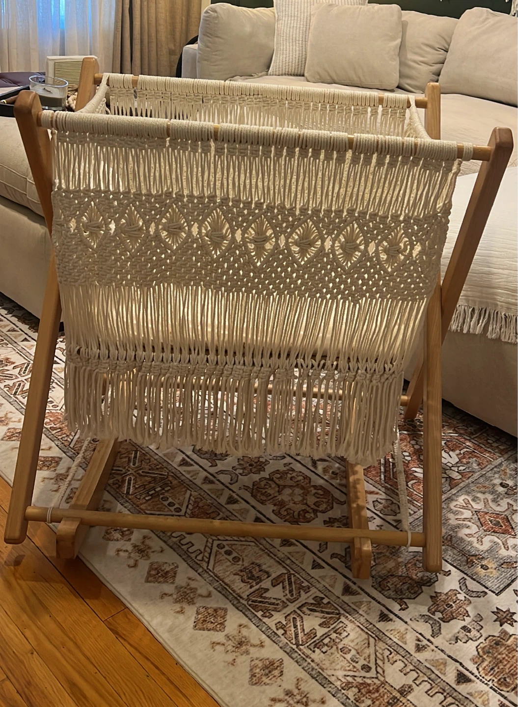 Macrame handmade baby crib