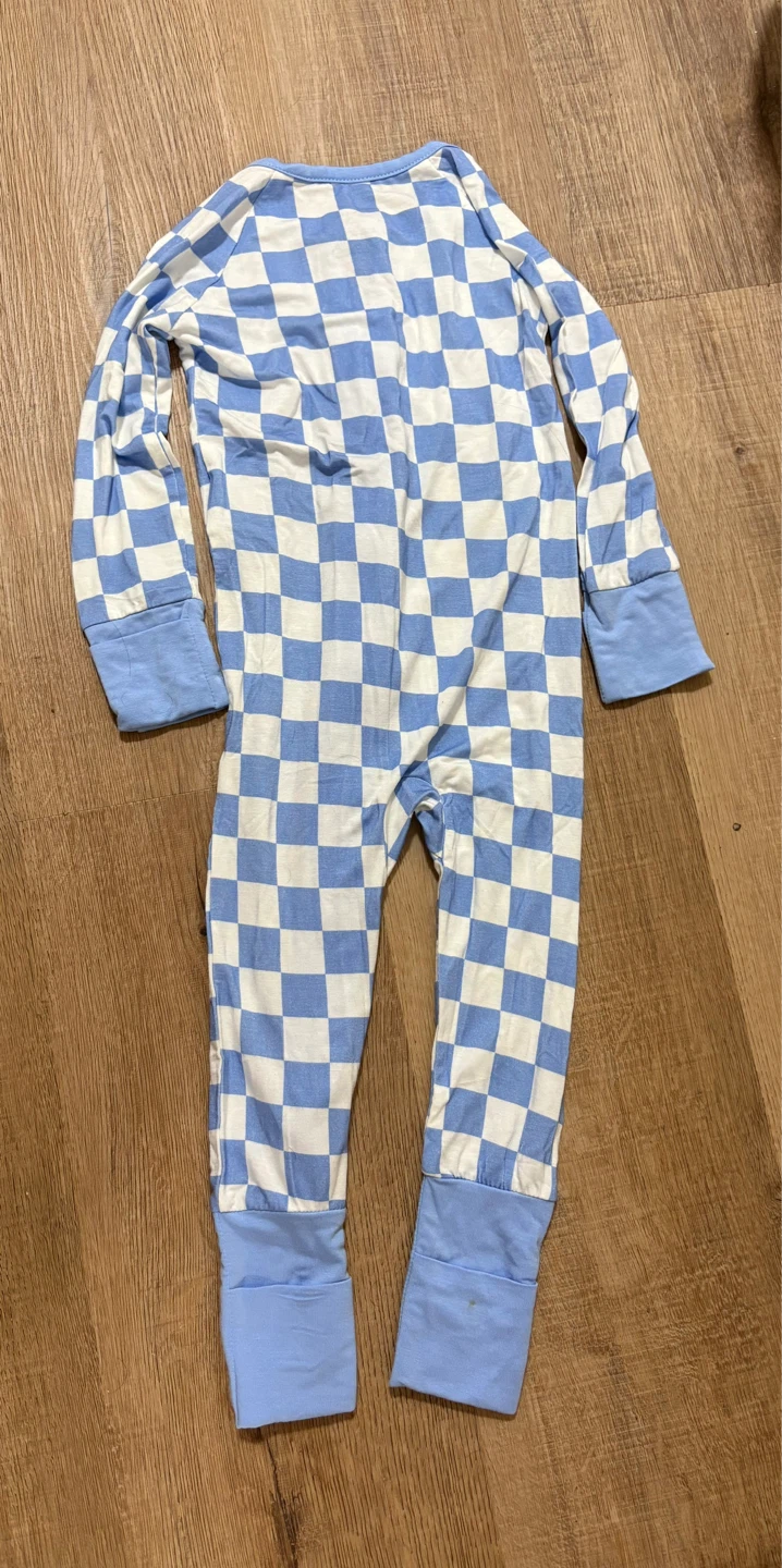 12-18M Blue Checkered Bamboo Sleeper - photo 2