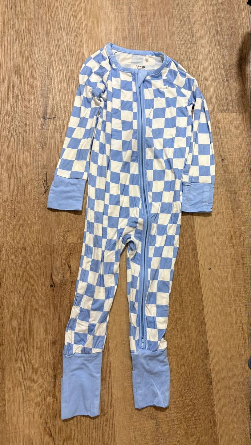 12-18M Blue Checkered Bamboo Sleeper