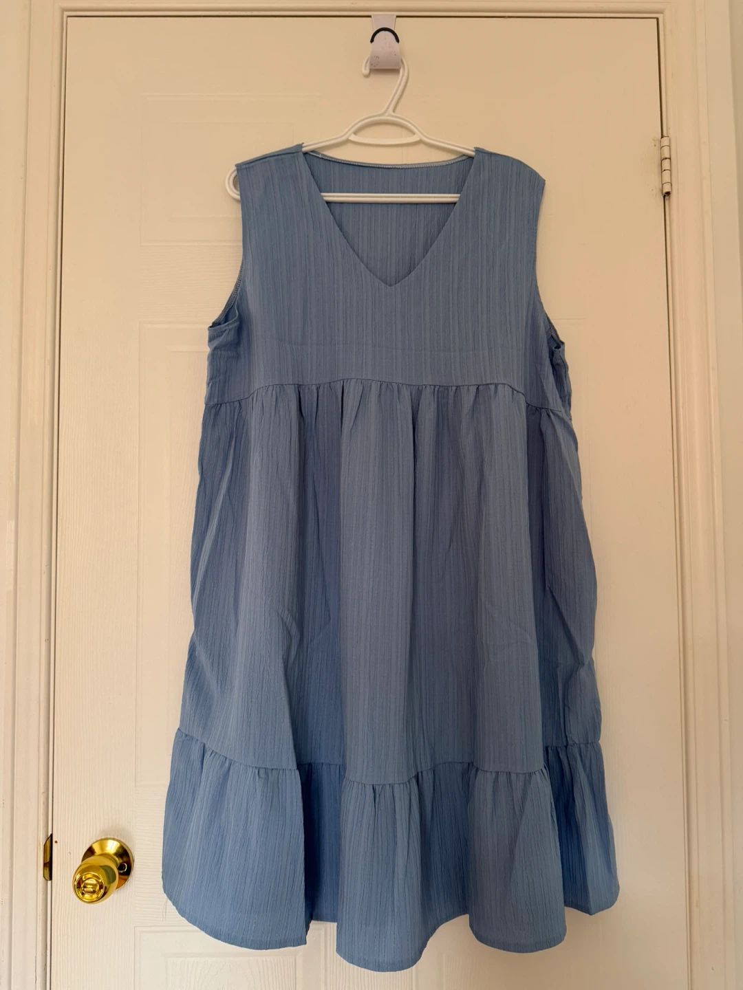 Blue Sleeveless Tiered Mini Dress