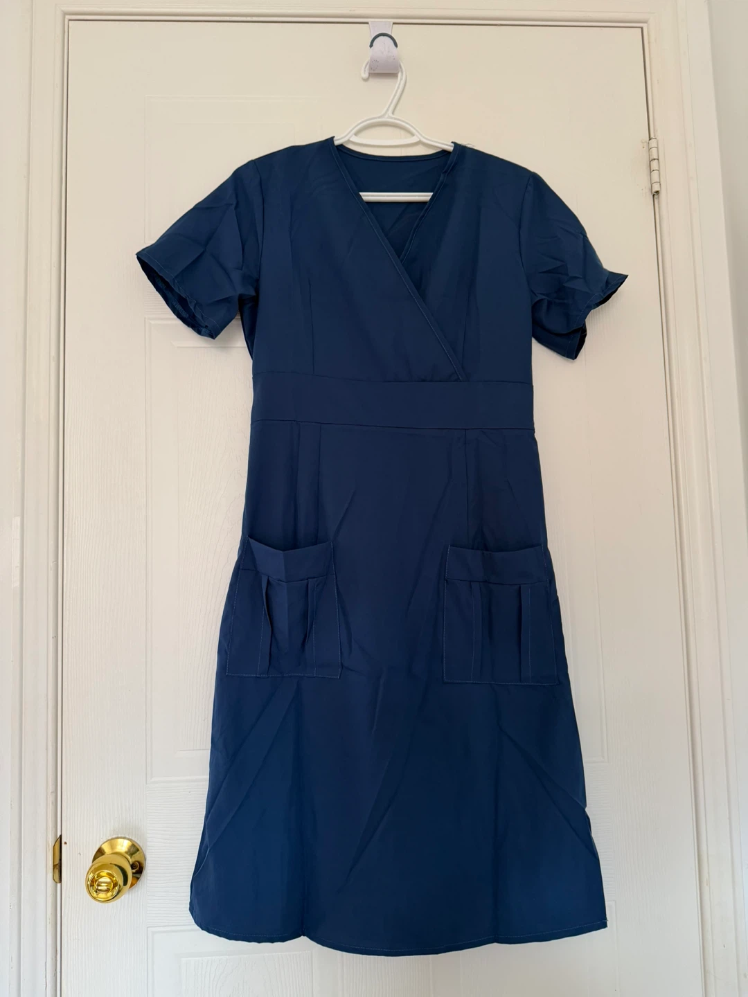 Women's Navy Blue Scrub Dress with Pockets