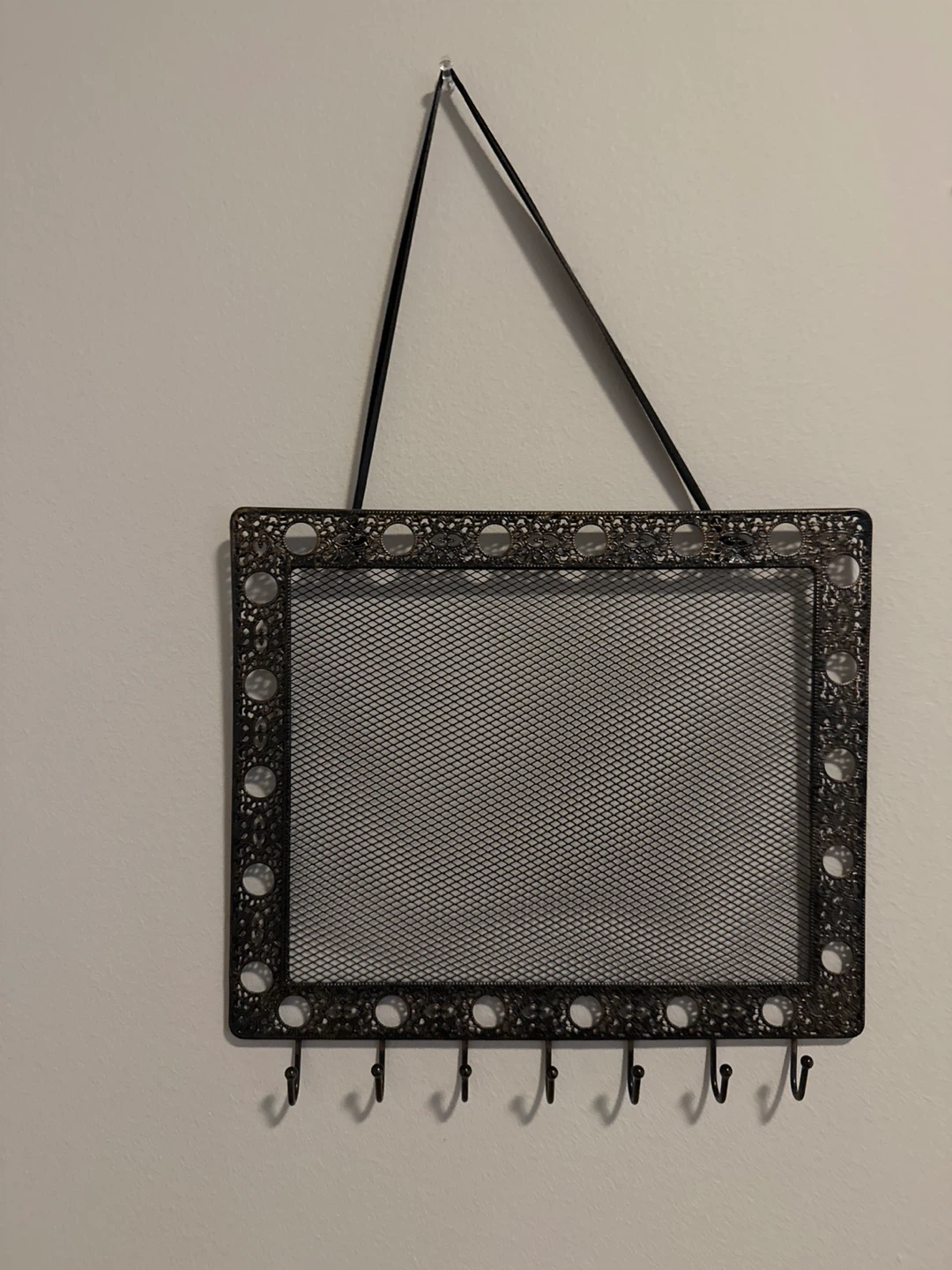Wall hanging mesh frame with hooks