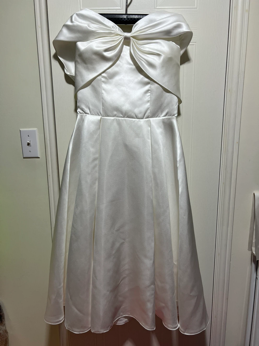 White Satin Bow Dress