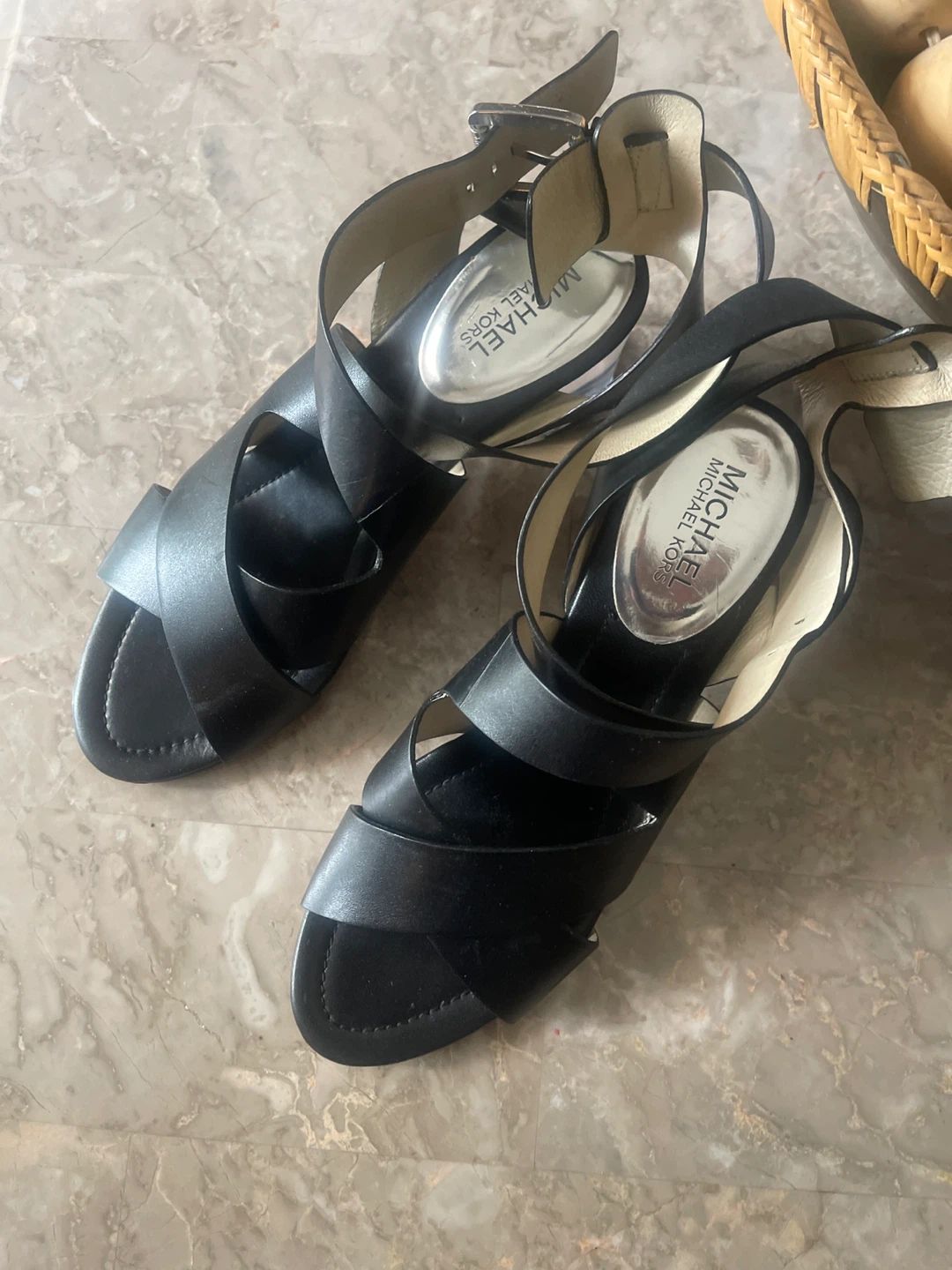 Michael Kors Black Leather Strappy Heels