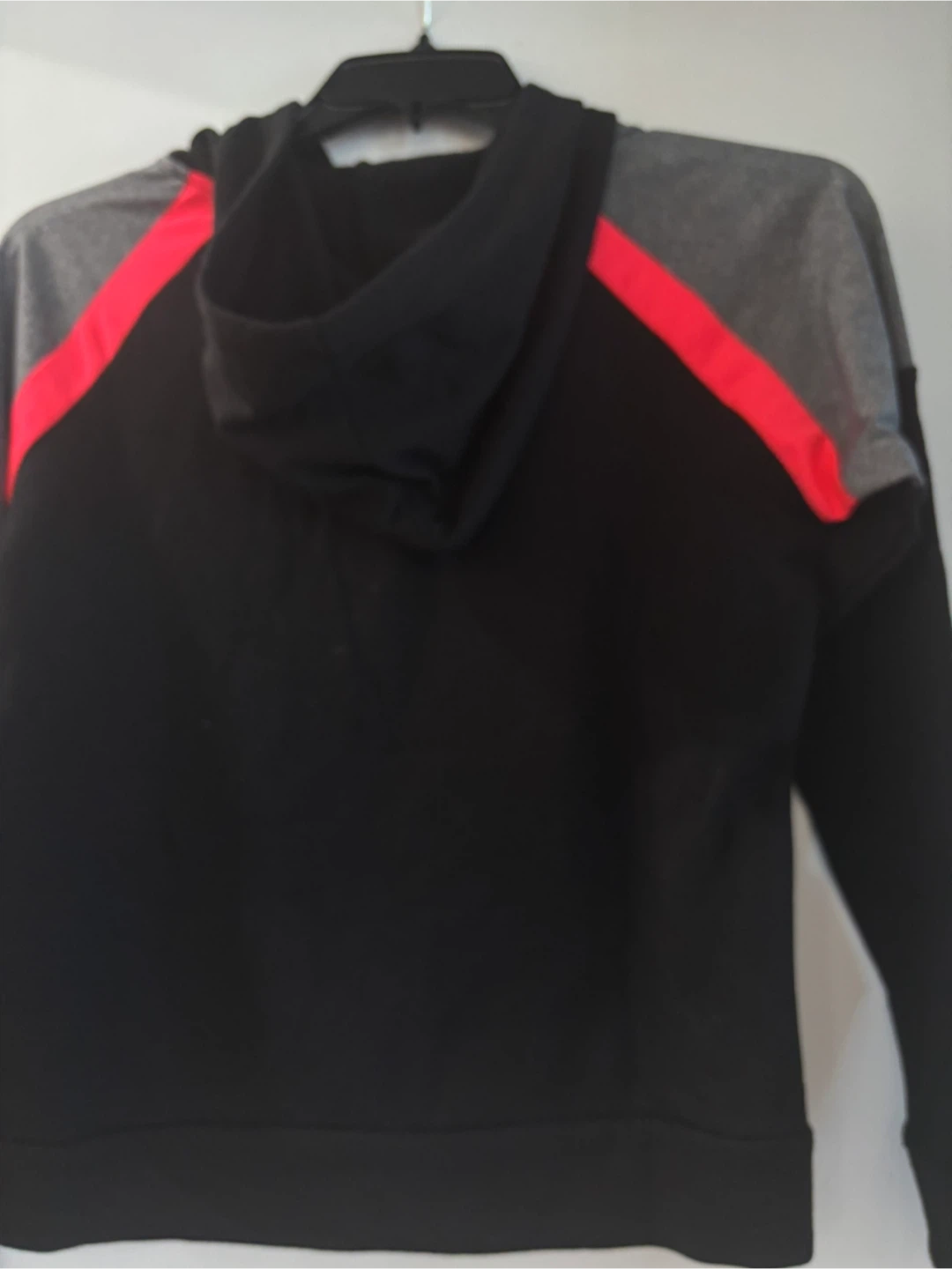 Black Full Zip Hoodie with Red Accents - Size M/L - photo 4