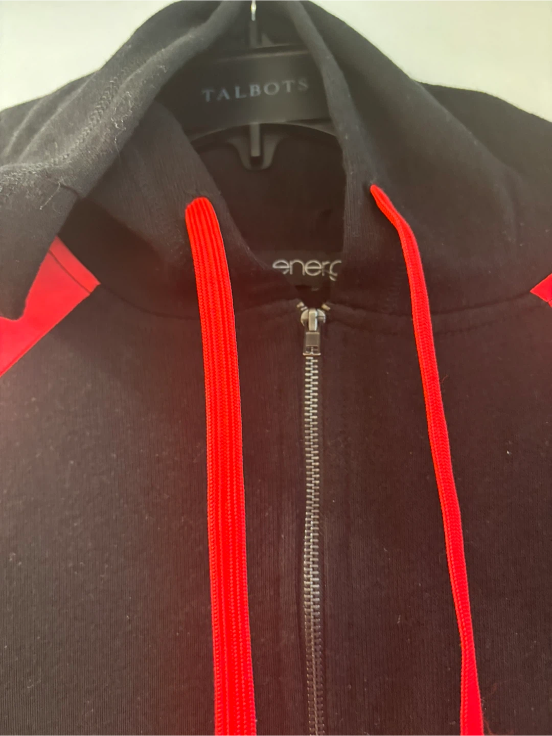 Black Full Zip Hoodie with Red Accents - Size M/L - photo 3