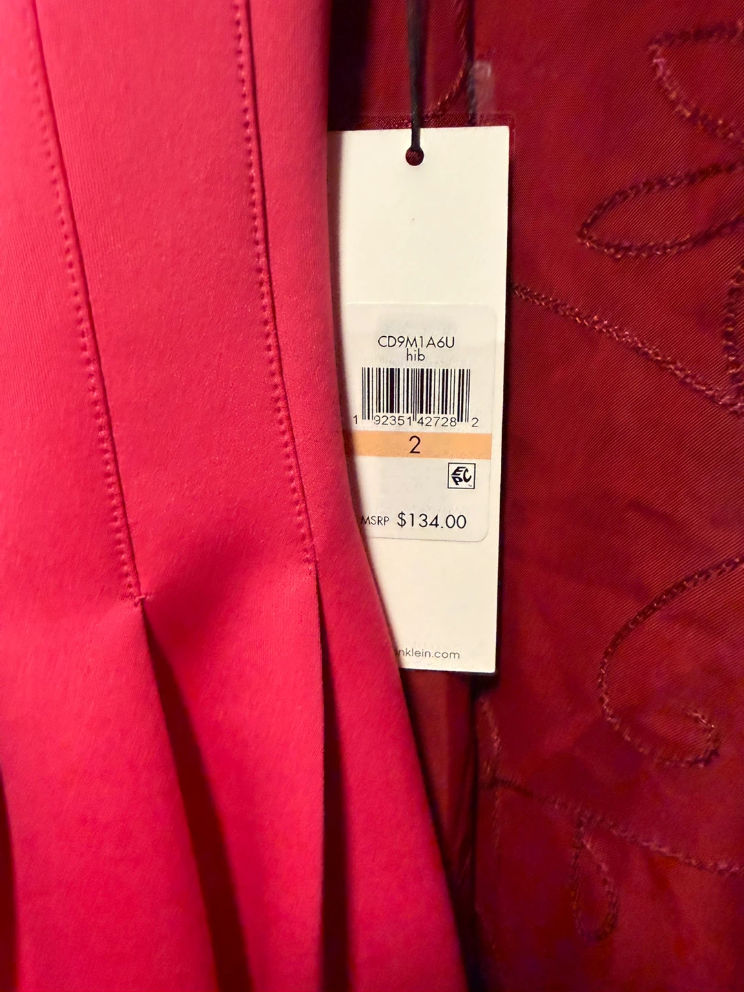 Calvin Klein Pink Pleated Fit & Flare Dress Size 2 - photo 3