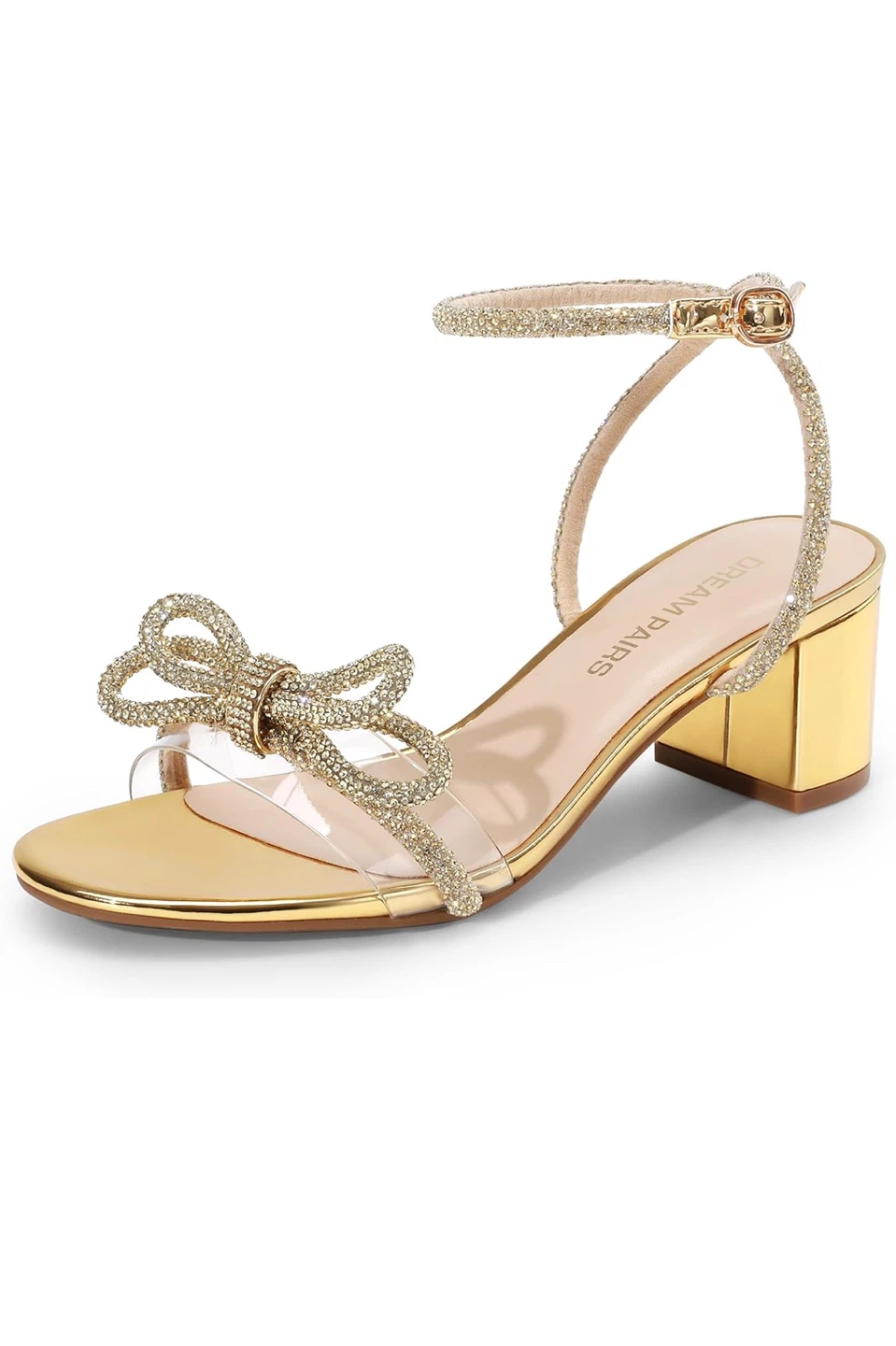 Dream Pairs Gold Embellished Bow Heeled Sandals - US Women's 10