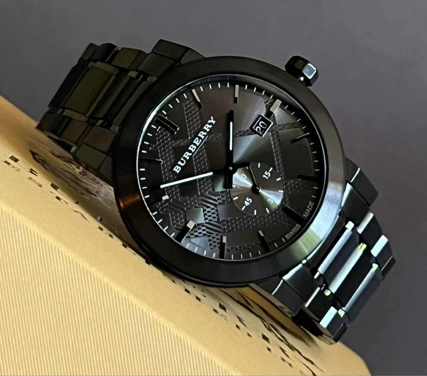 FOR SALE ✨ Burberry Men’s The City Gunmetal Dial Steel Watch