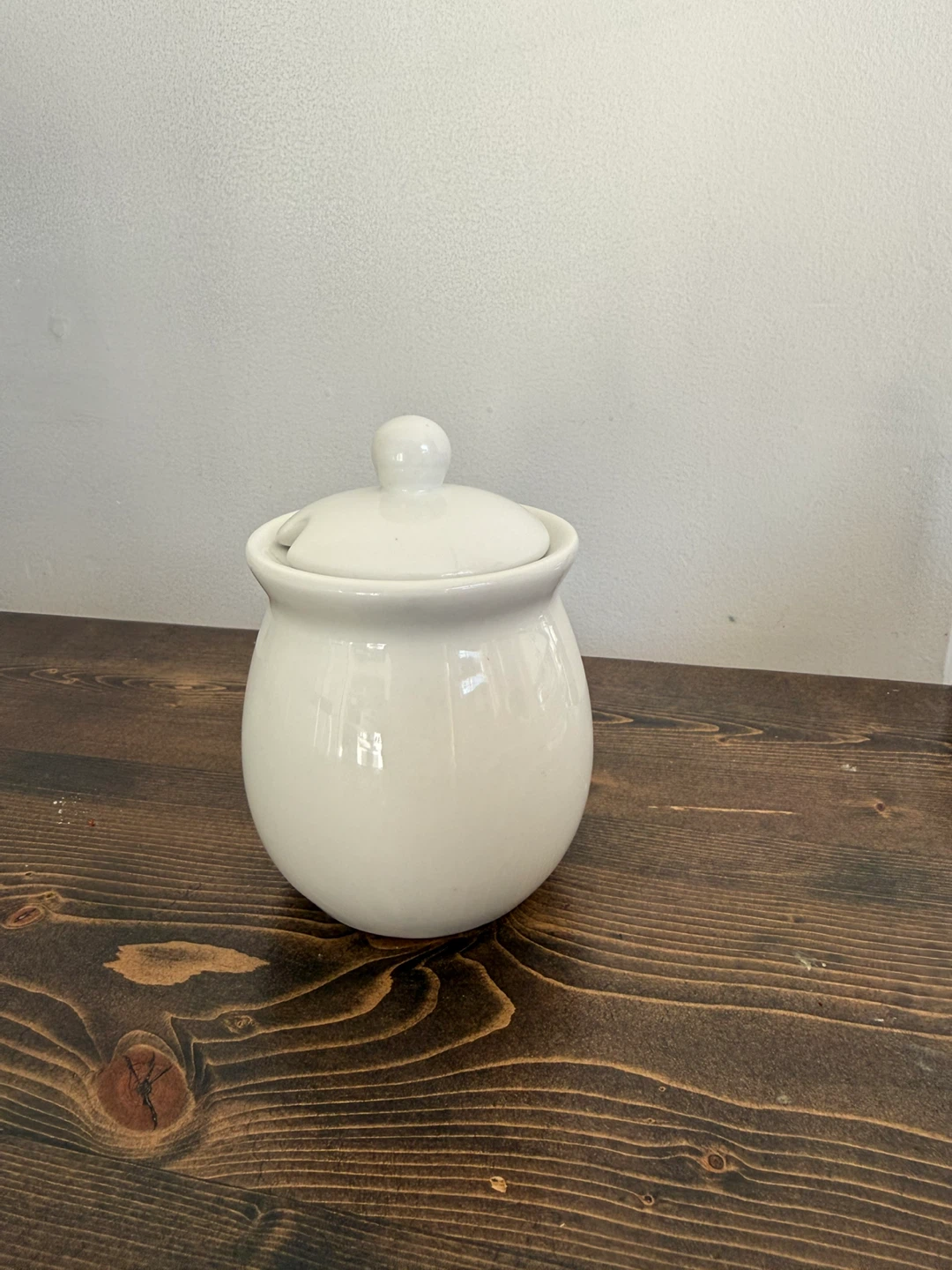 White Ceramic Sugar Bowl with Lid