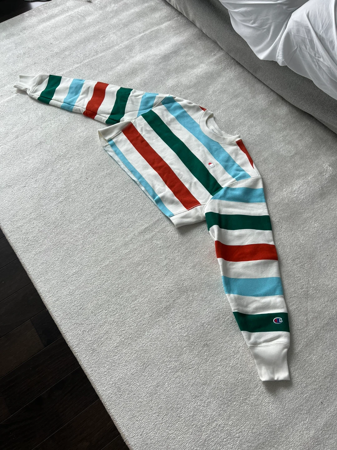 Champion Reverse Weave Striped Crewneck Sweatshirt XS