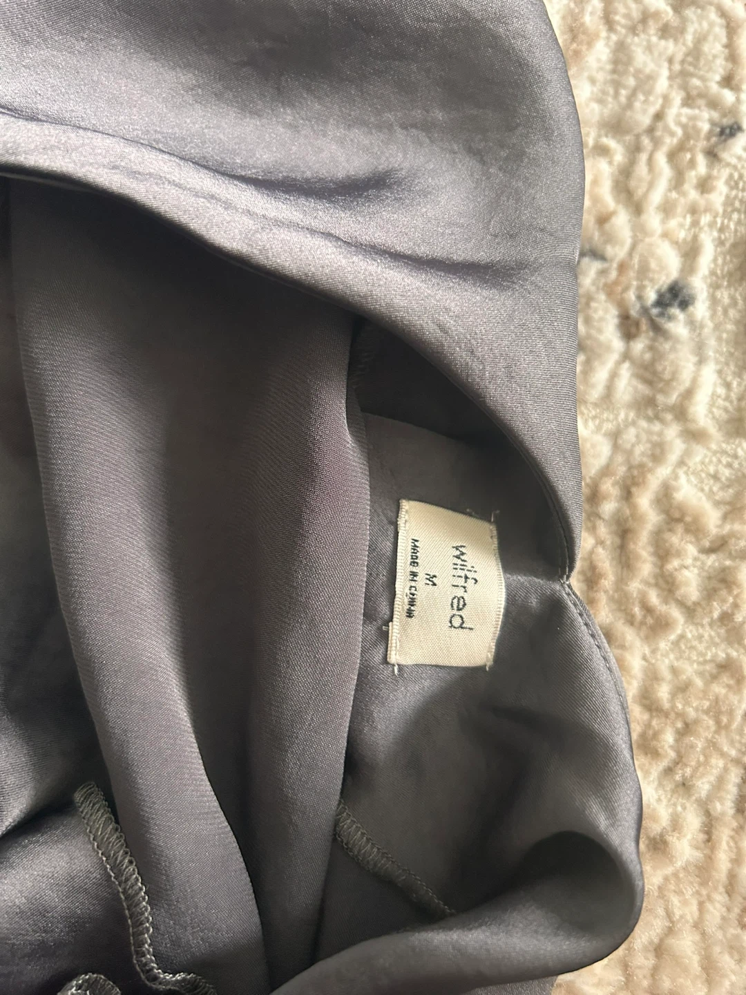 WILFRED grey satin slip dress size medium a side slit - photo 5