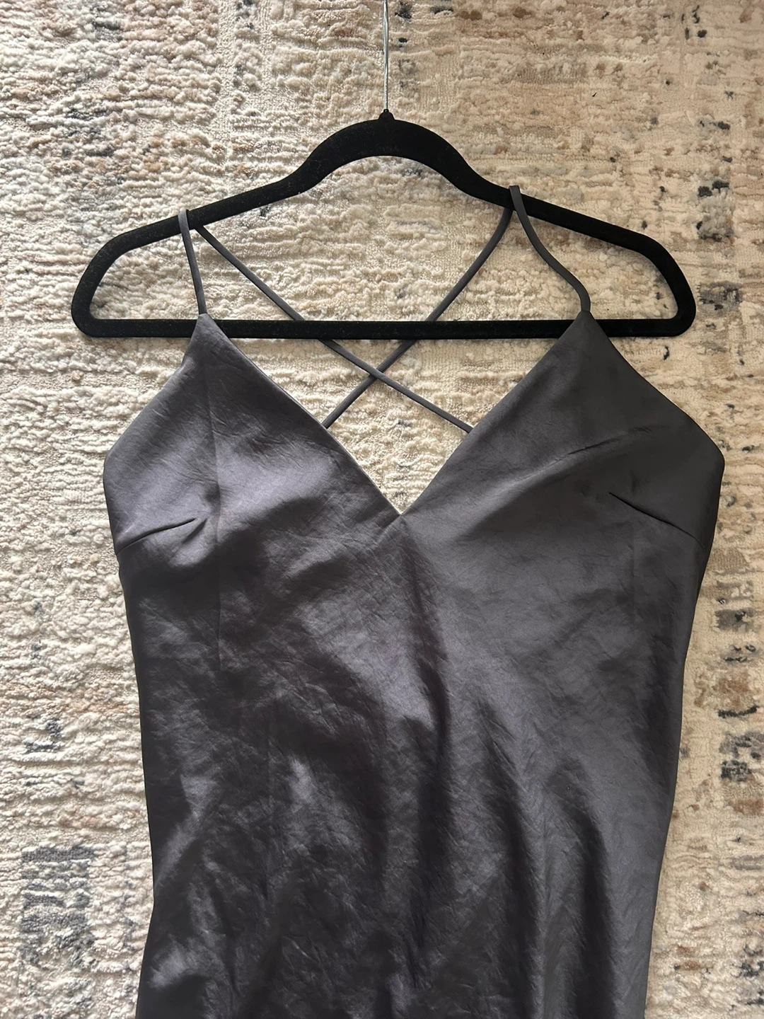 WILFRED grey satin slip dress size medium a side slit - photo 4
