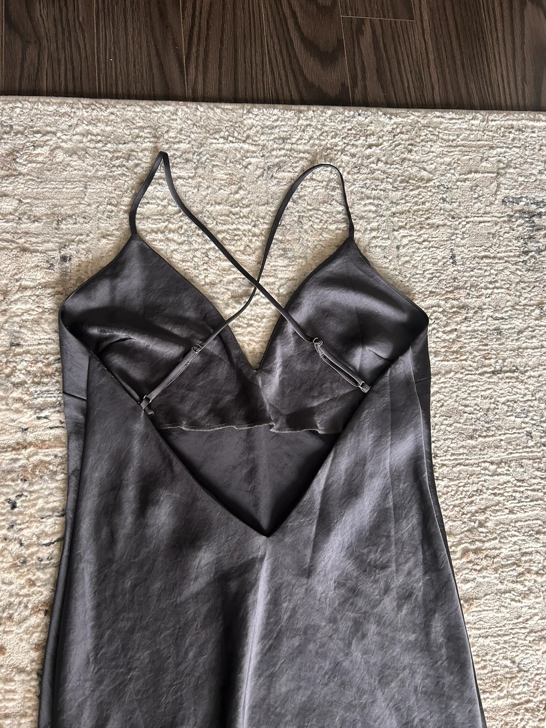WILFRED grey satin slip dress size medium a side slit - photo 3
