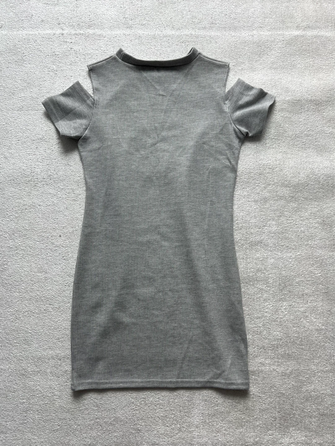 Grey Ribbed Cold Shoulder Mini Dress - photo 2