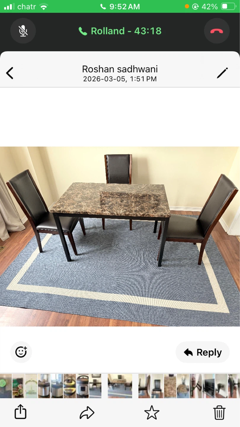 Marble Top Dining Table with 3 Chairs - photo 4