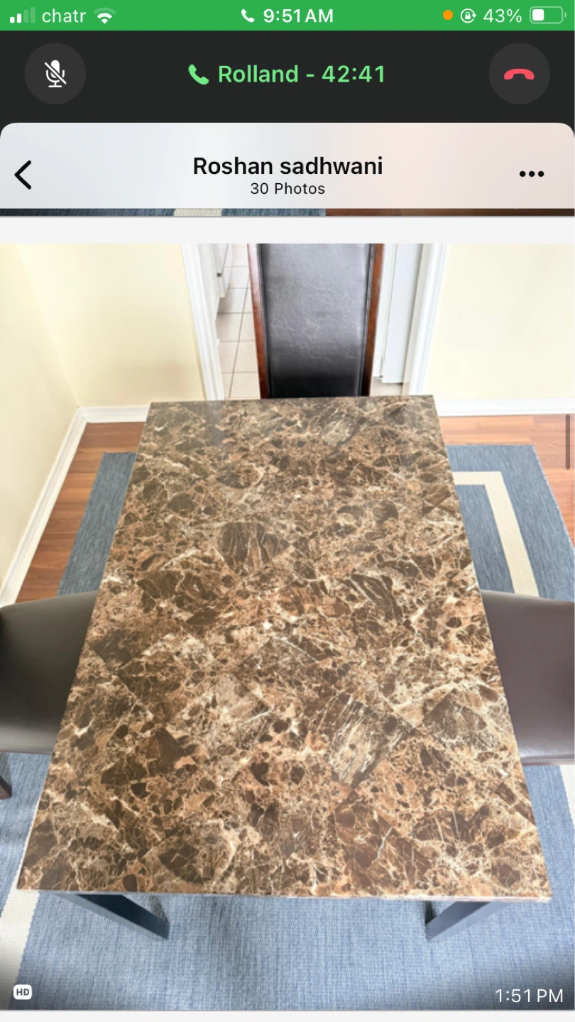 Marble Top Dining Table with 3 Chairs - photo 3