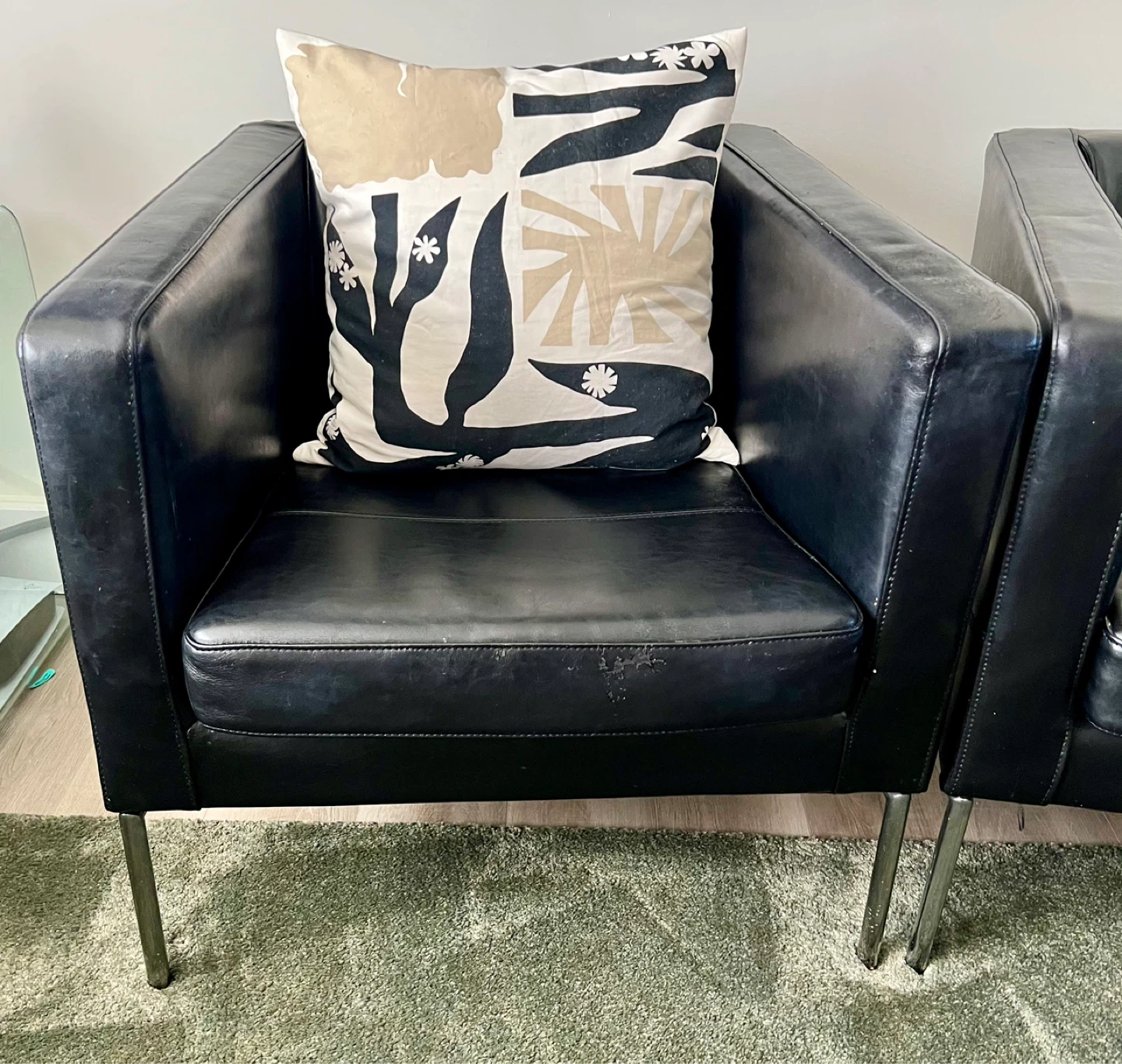 Black Leather Armchair ( 2 available ) - photo 2