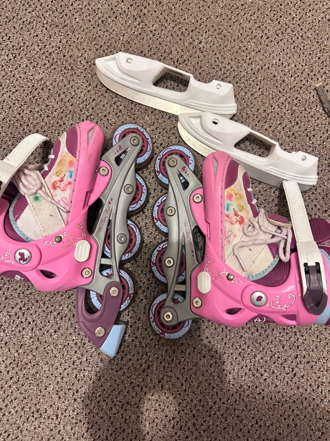Girls' Adjustable Roller Skates / Ice Skates Combo