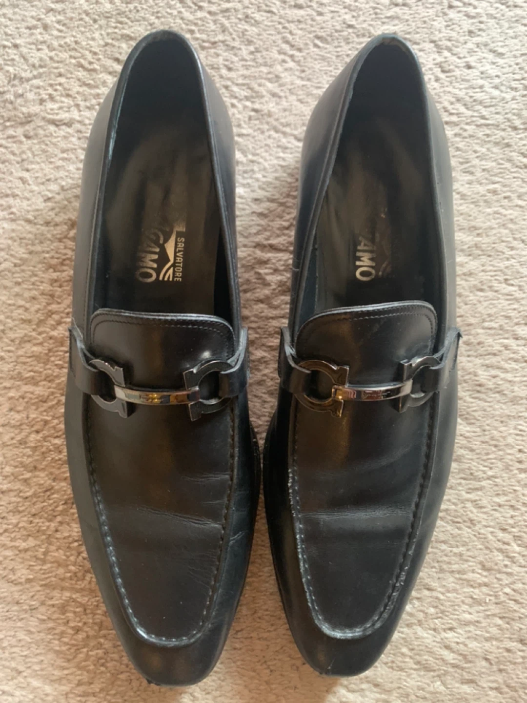 Salvatore Ferragamo Black Leather Loafers Size 9.5 2E