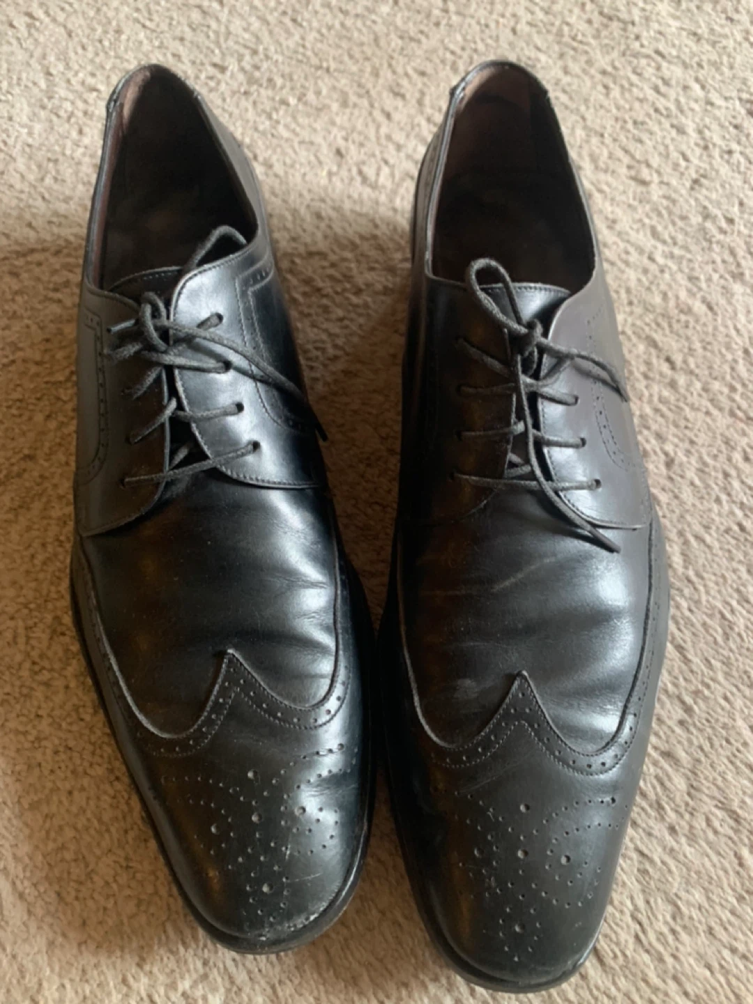 Salvatore Ferragamo Black Leather Wingtip Brogues Men's Shoes - photo 2