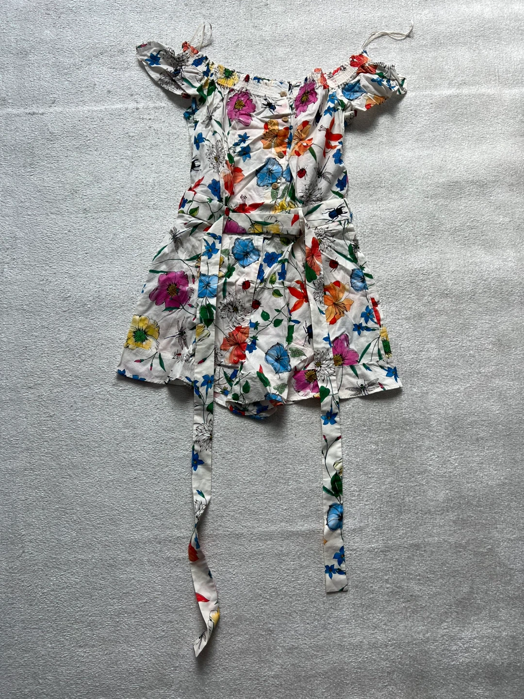 Zara Basic Floral Print Off-the-Shoulder Dress - Size M