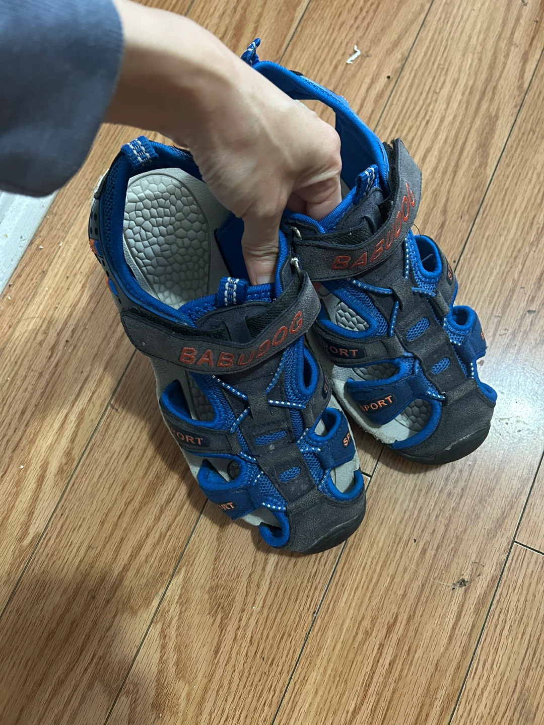 Size 5 Kids Babudog Sport Sandals - Blue/Orange