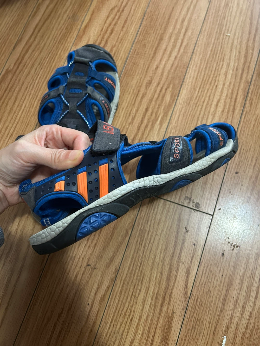Size 5 Kids Babudog Sport Sandals - Blue/Orange - photo 5