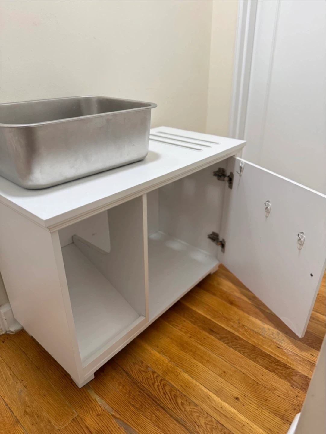 White Litter Box Enclosure Cabinet