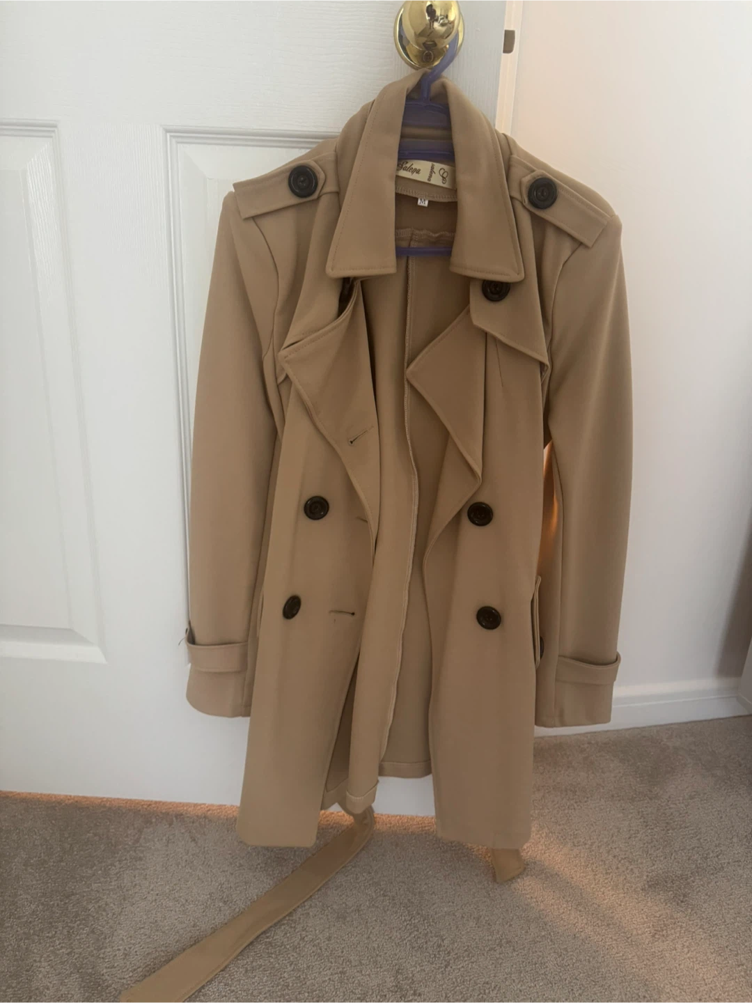 Beige/tan Double-Breasted Trench Coat