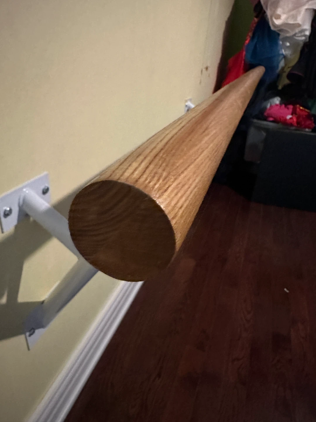 Wooden Barre with White Wall Mounts