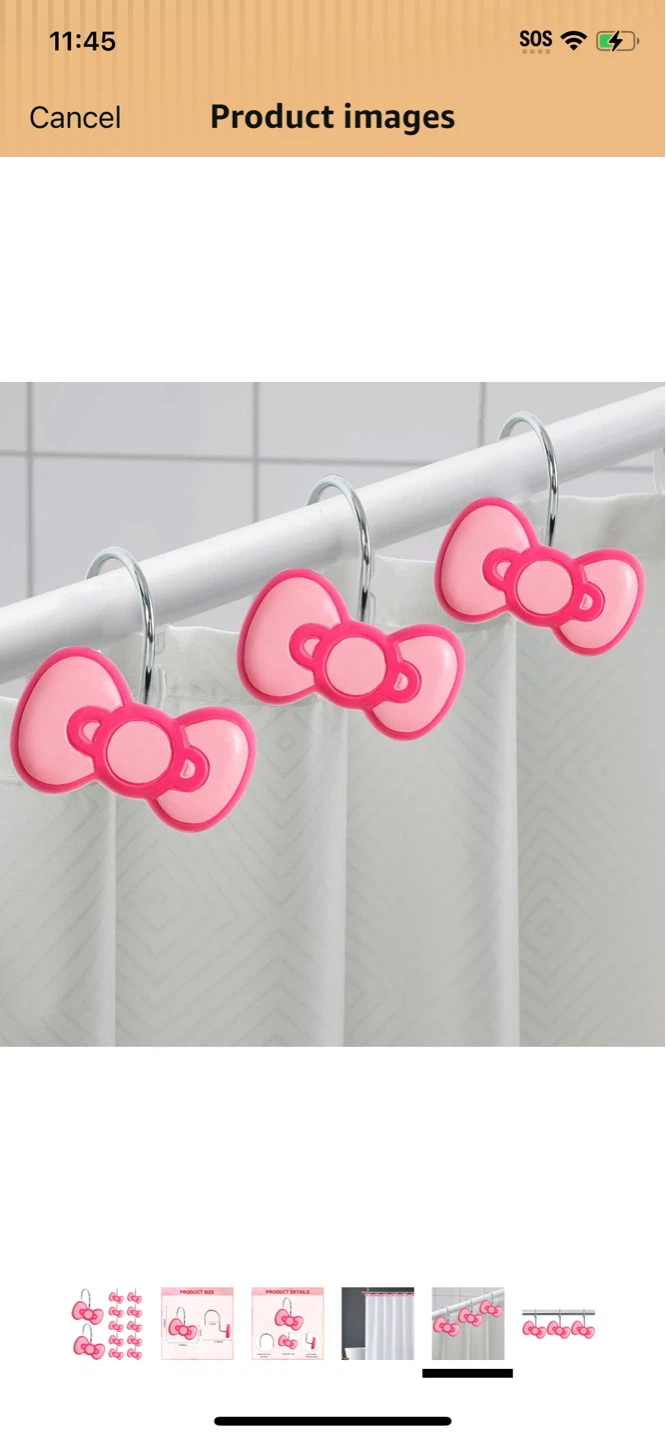 New-Pink Hello Kitty Bow Shower Curtain Hooks (Set of 12) - photo 2
