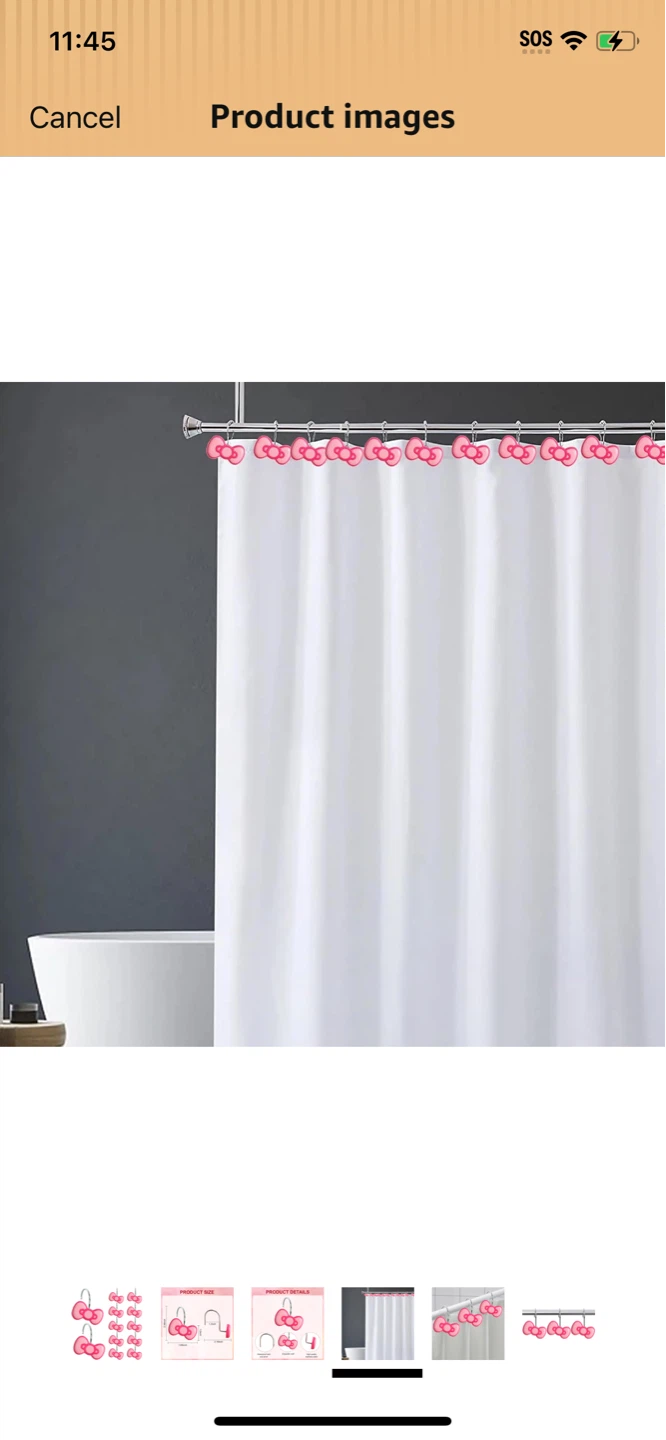 New-Pink Hello Kitty Bow Shower Curtain Hooks (Set of 12) - photo 3