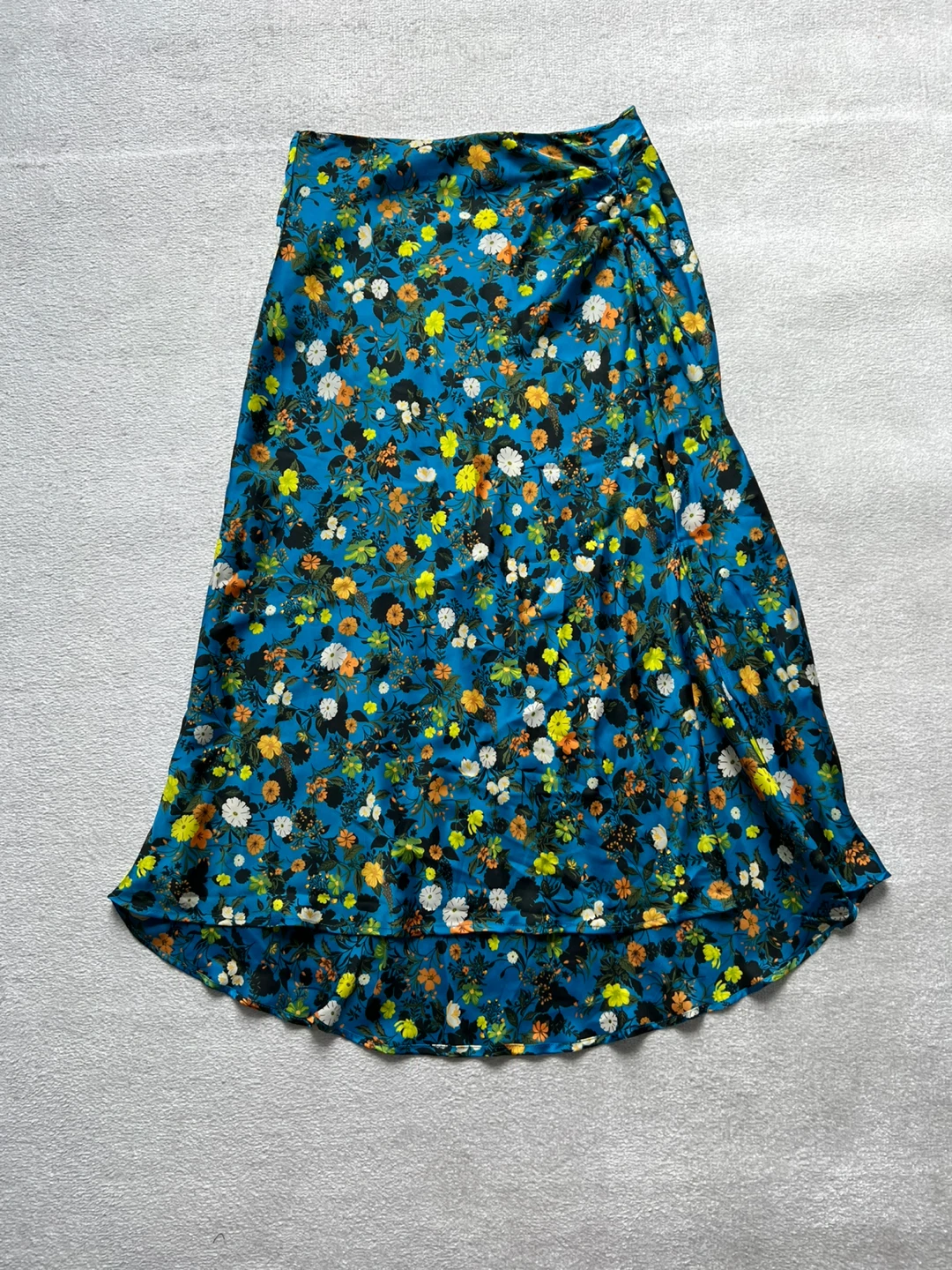 Zara Floral Print Midi Skirt - Blue