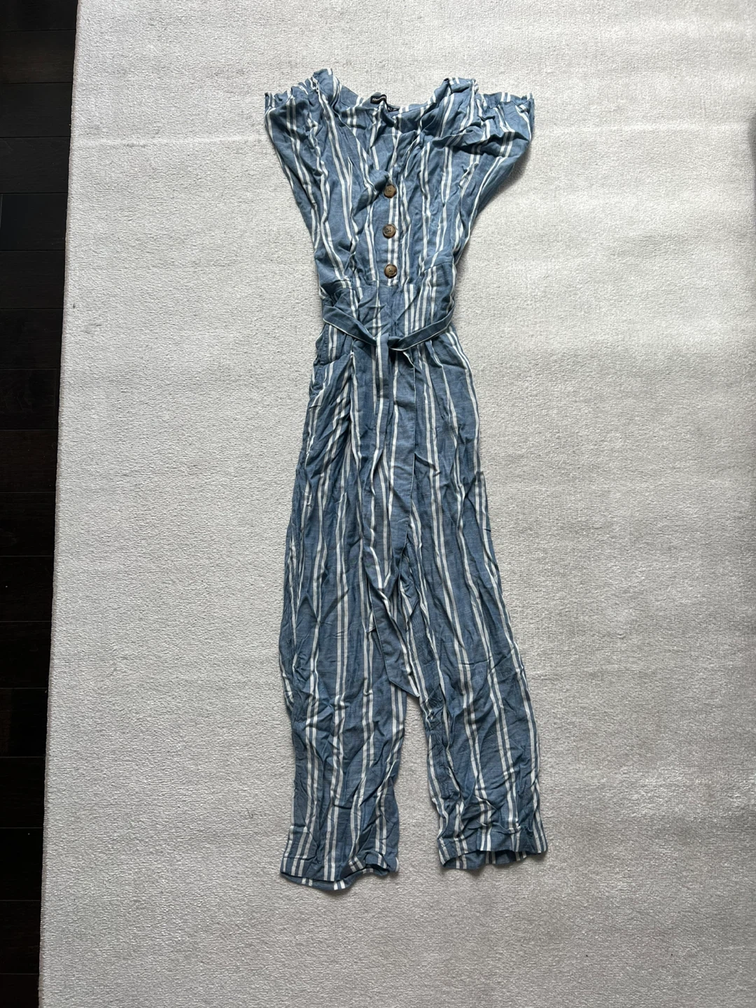 Abercrombie & Fitch Blue Striped Jumpsuit Size M