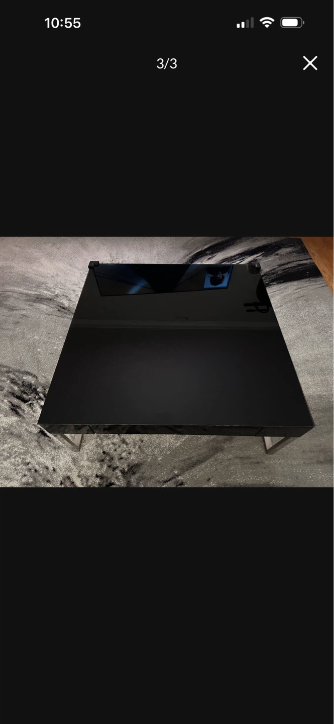 Black High Gloss Coffee Table with Drawer - photo 2