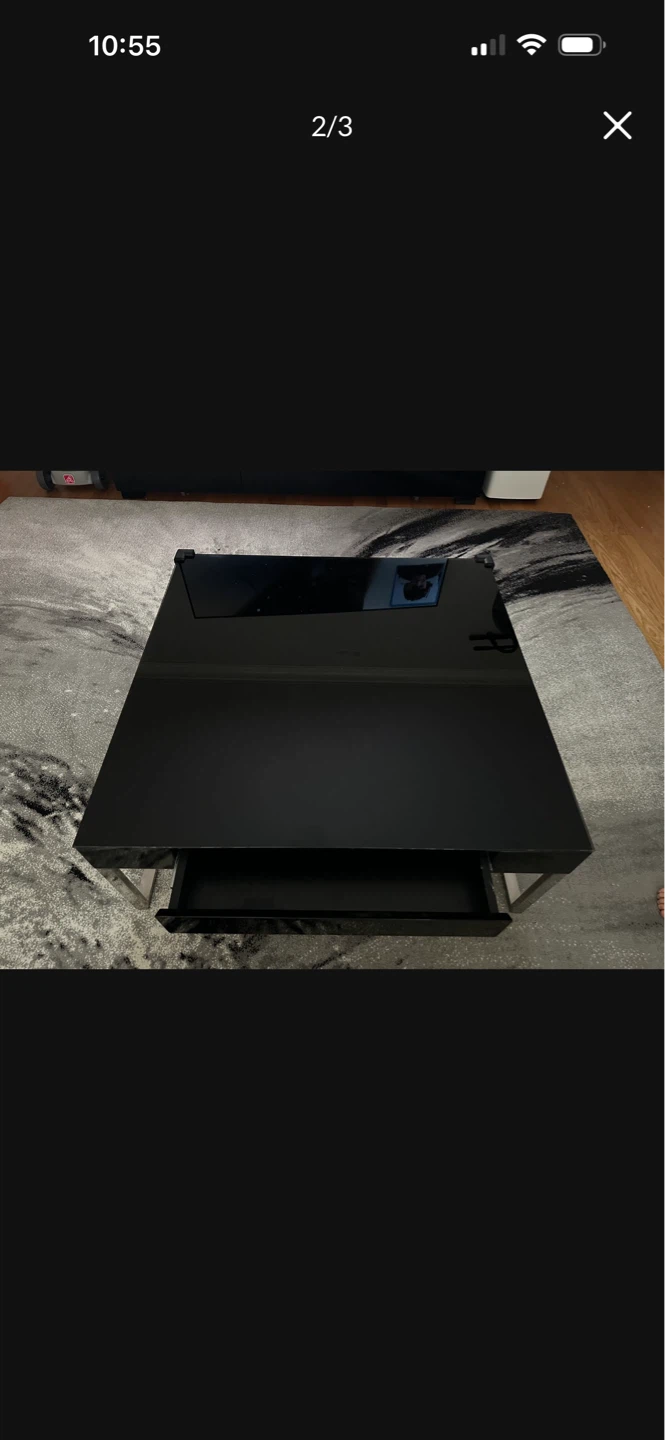 Black High Gloss Coffee Table with Drawer - photo 3