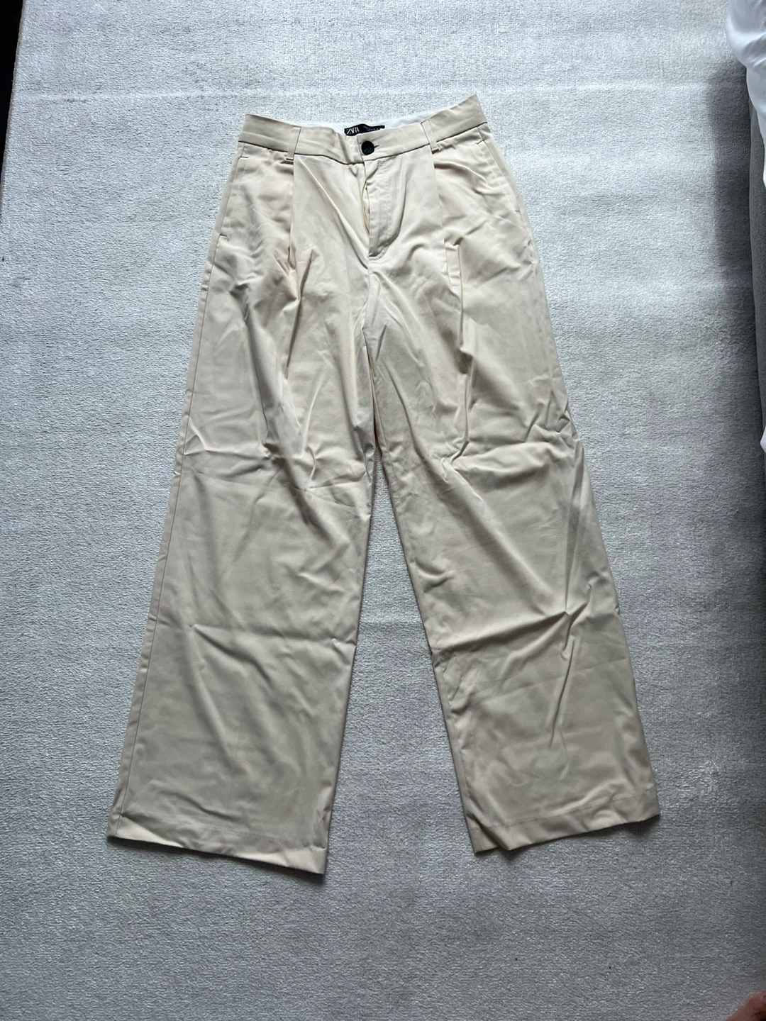 ZARA Wide Leg Trousers - Beige, Size M