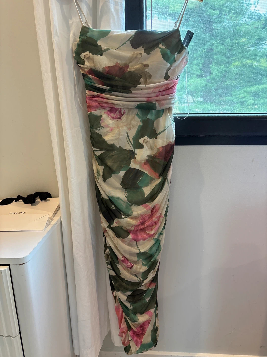 Express Floral Ruched Bodycon Dress