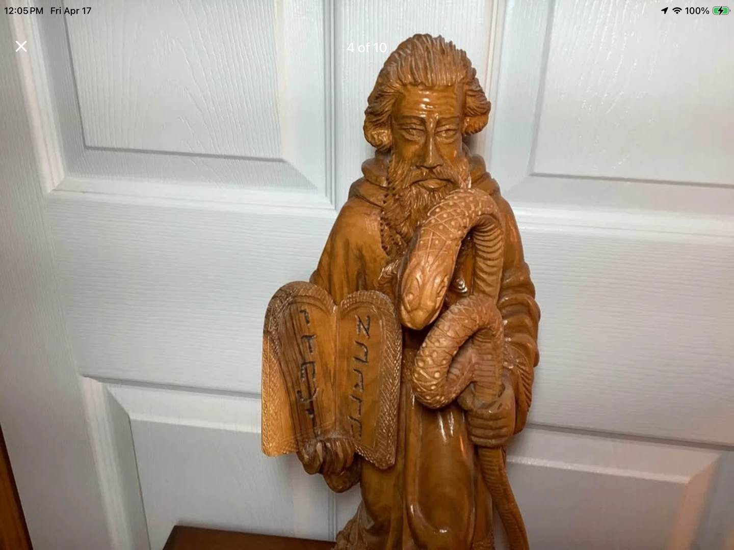 Vtg Hd Carv Olive Wd Sculpture of Moses & the 10 Commandments 🐞 - photo 4