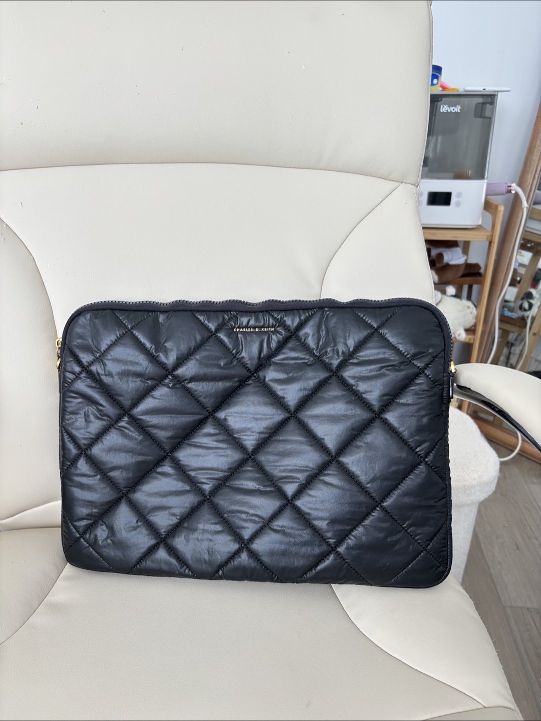 Charles & Keith Black Padded Laptop bag