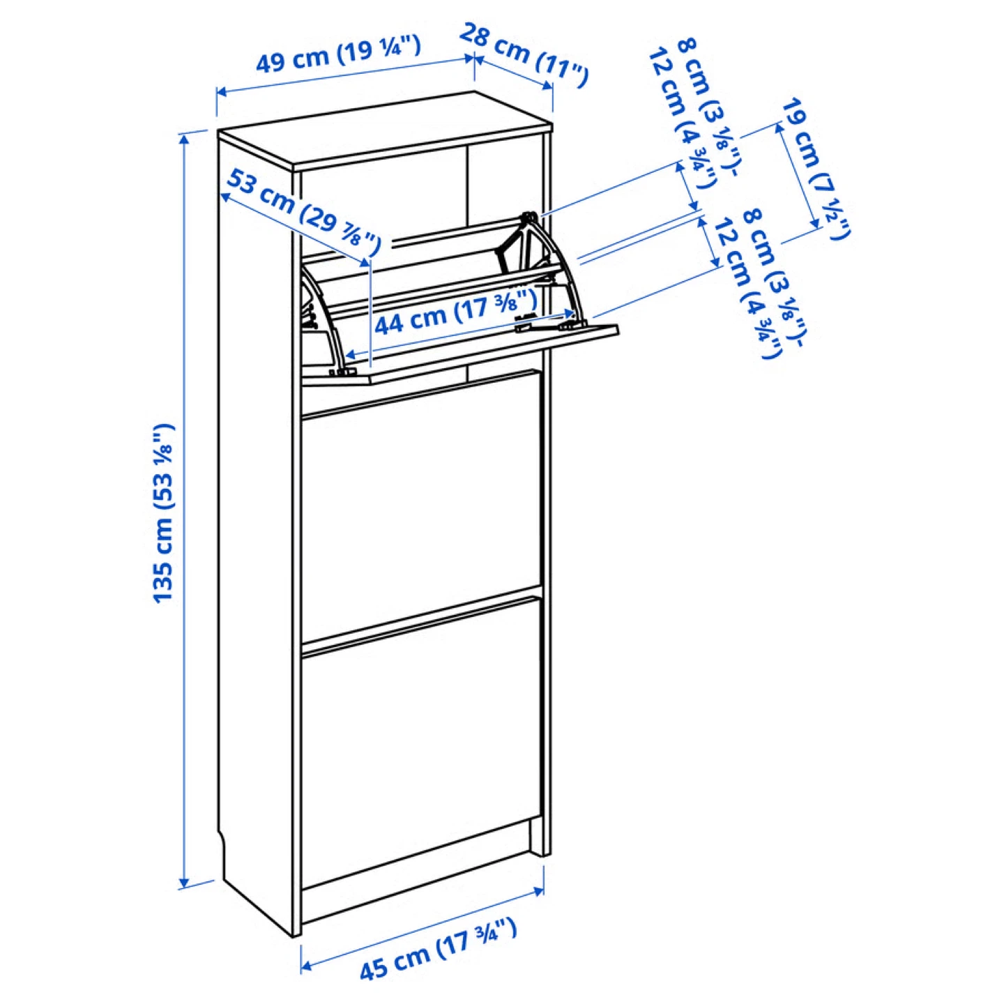 White 3-Tier Shoe Cabinet with 4 Compartments - photo 3